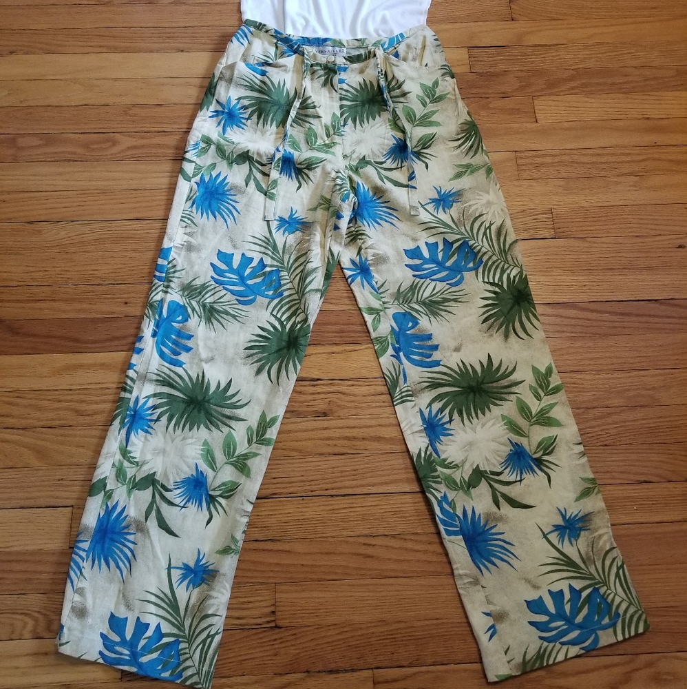 Tan • Linen • Palm/Tropical • Pants • NEW